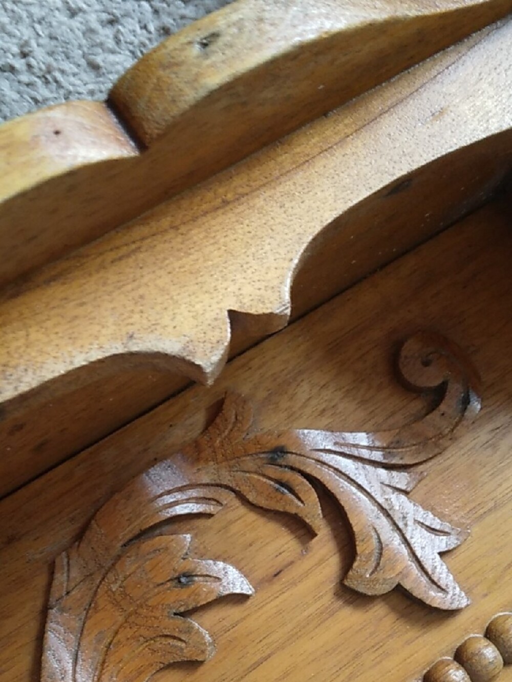 Decorative Carved Wood Wall Shelf - Natural Brown - Picture 12 of 16